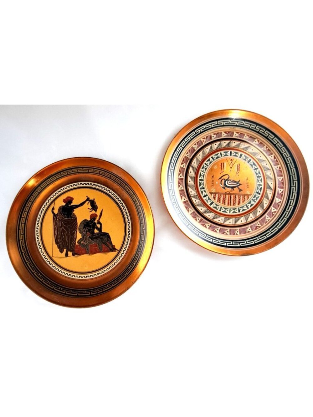 Unbranded Set of 2 Handmade In Greece Brass Plates Wall Hangings Vintage